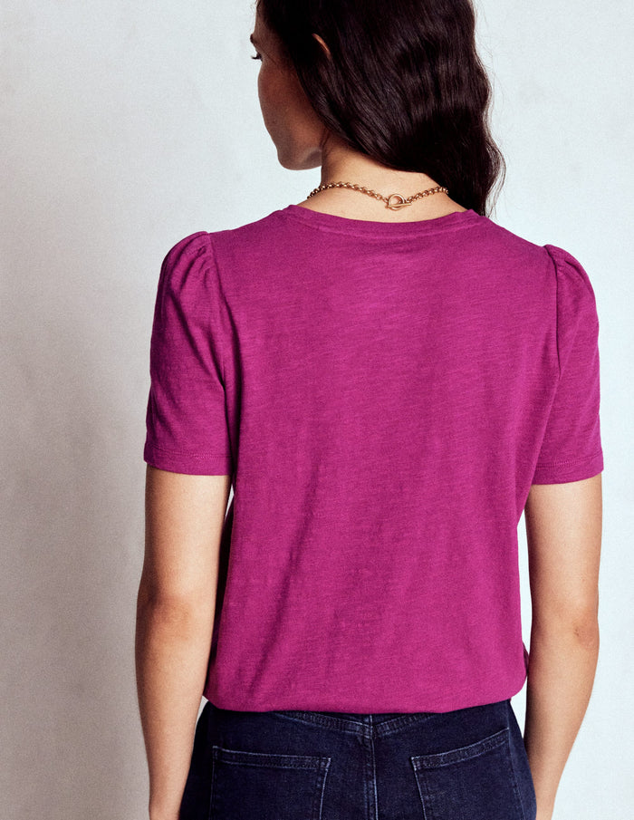 Cotton Puff Sleeve T-Shirt Rich Magenta