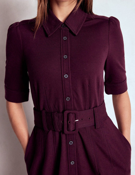 Anita Ponte Shirt Dress Dark Cherry