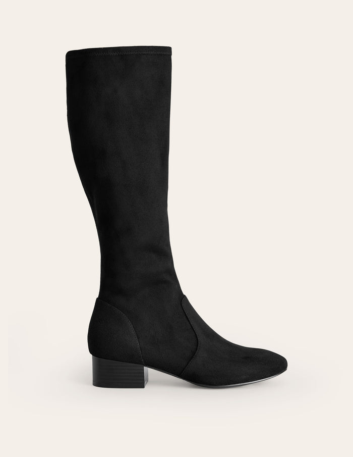 Flat Stretch Knee Boots Black