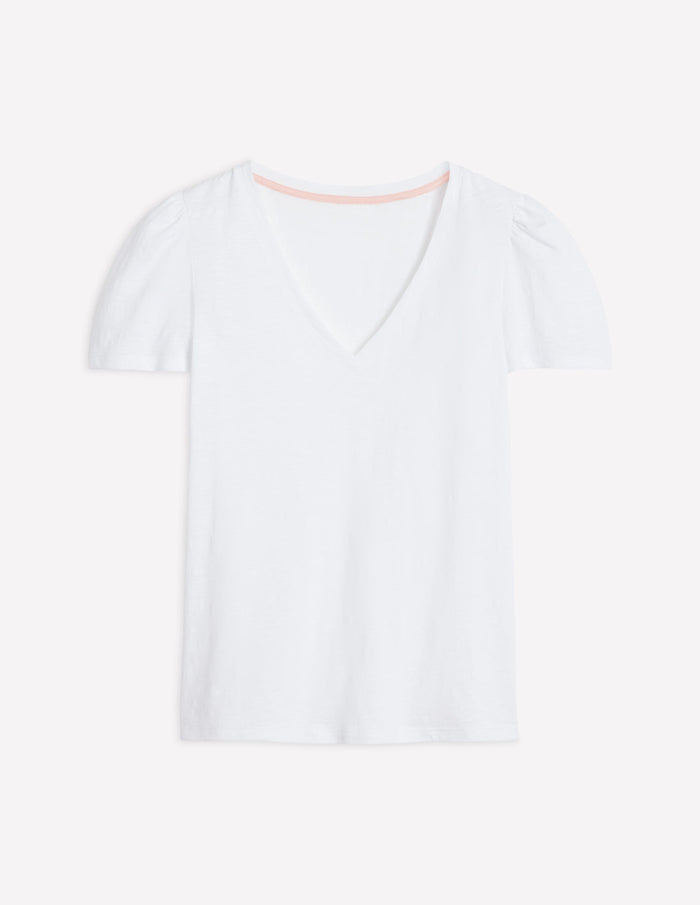 Short Sleeve V Neck T-shirt White