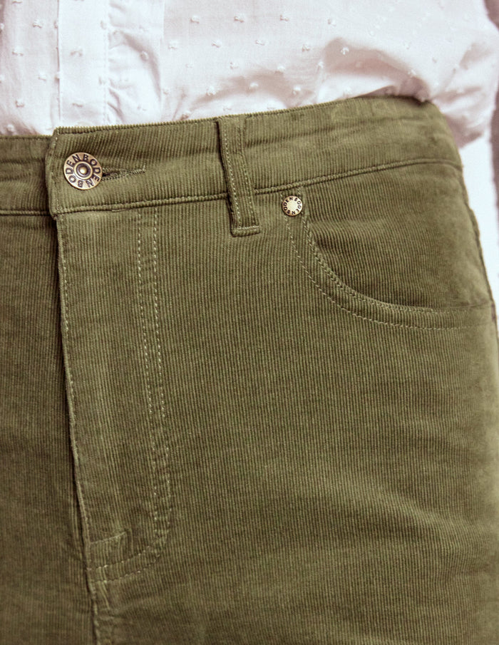 5-Pocket Cord Column Jeans Green