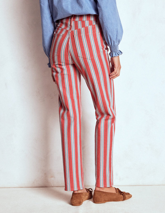 High Rise Stripe Jeans Red, Blue and Pink Stripe