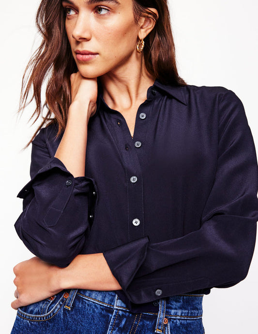 Sienna Silk Shirt Navy