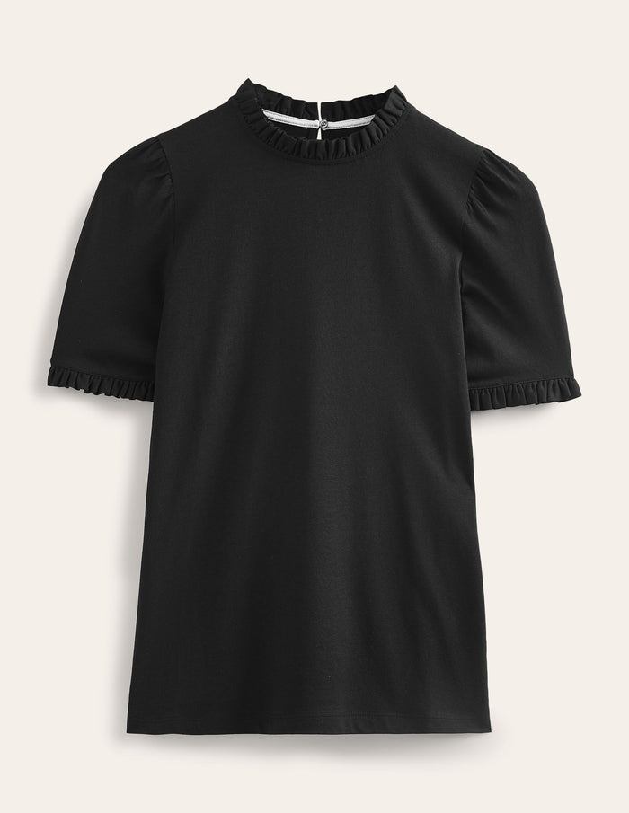 Supersoft Frill Detail T-shirt Black