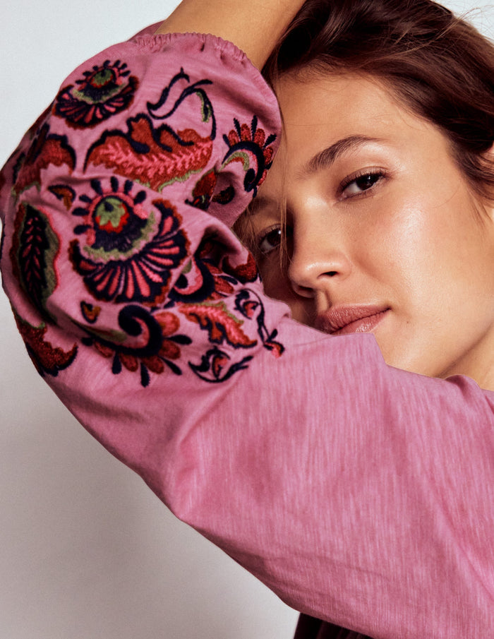 Alma Embroidered Shirt Ash Rose