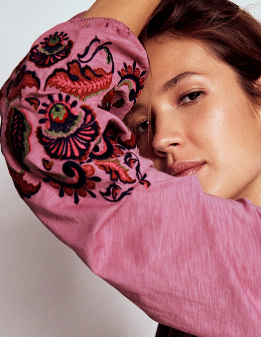 Alma Embroidered Shirt Ash Rose