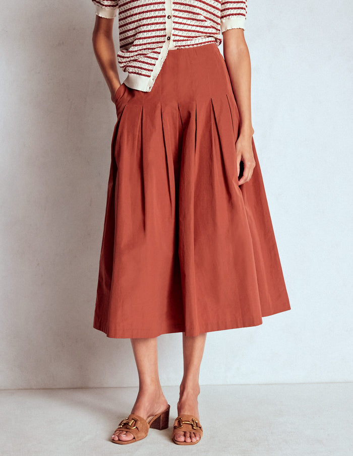 Valentina Taffeta Midi Skirt Roasted Chestnut Brown