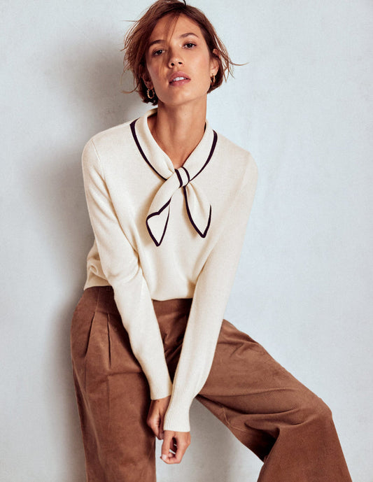 Knitted Bow Sweater Warm Ivory