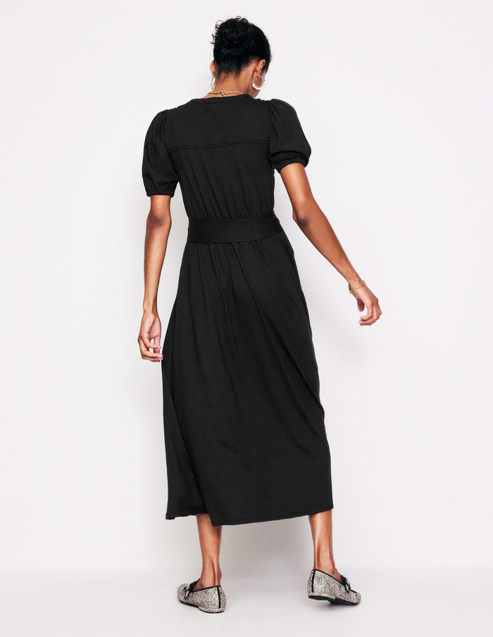 Sofia Trim Jersey Midi Dress Black