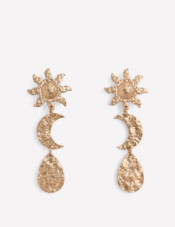 Hammered Motif Earrings Gold Colour