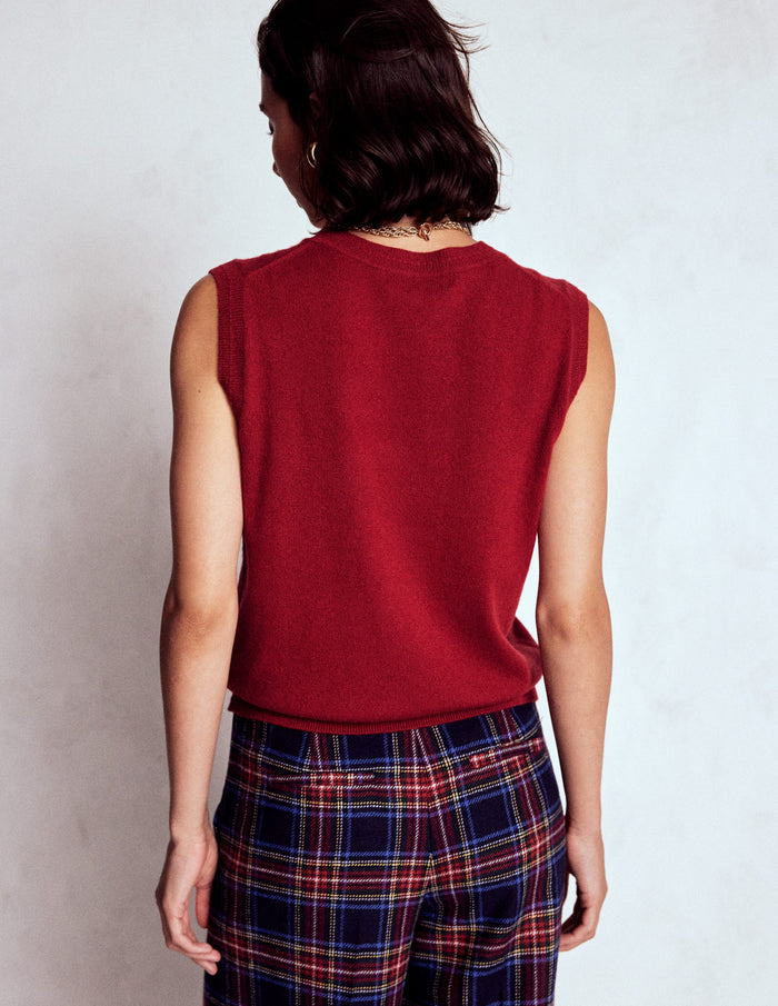 Eva Cashmere Vest Red Liquorice