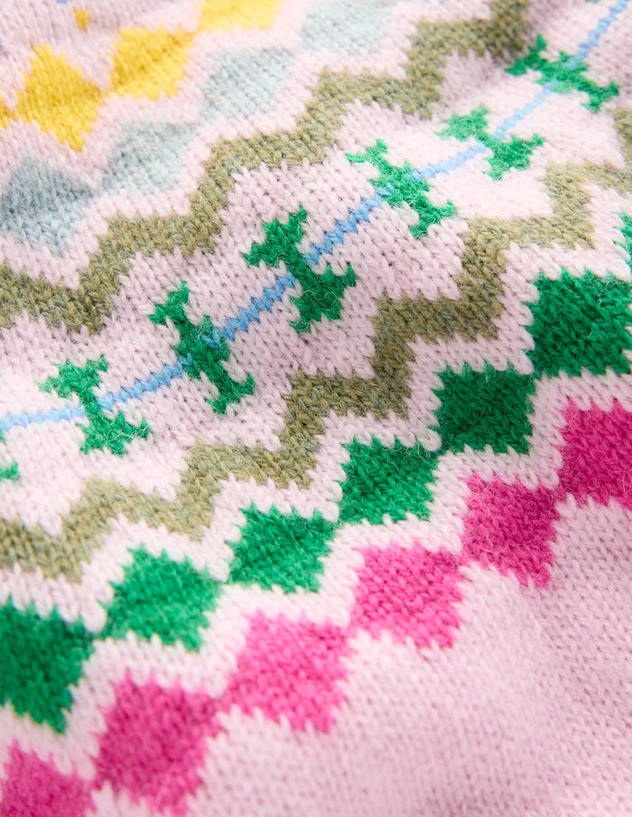 Fae Fair Isle Frilled Sweater Sheer Pink Melange