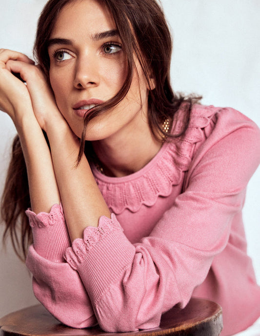 Melina Cotton Ruffle Sweater Formica Pink