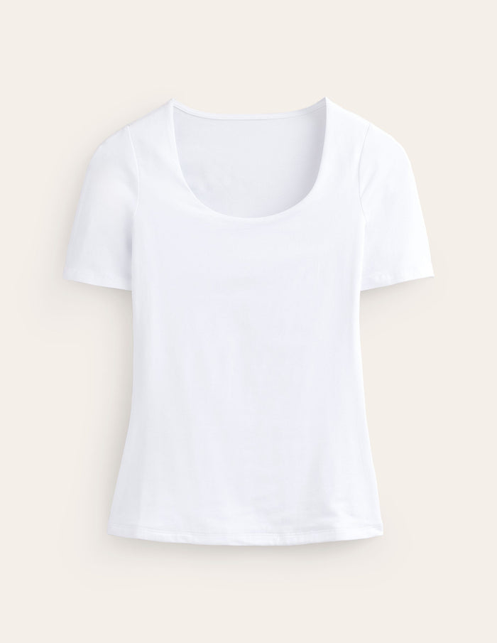 Double Layer Scoop T-shirt White