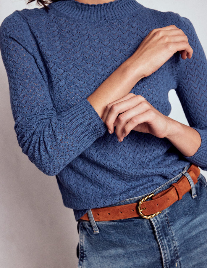 Diane Pointelle Sweater Denim Blue