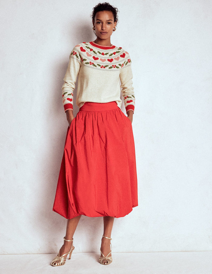 Edie Fair Isle Sweater Oatmeal Melange, Holly