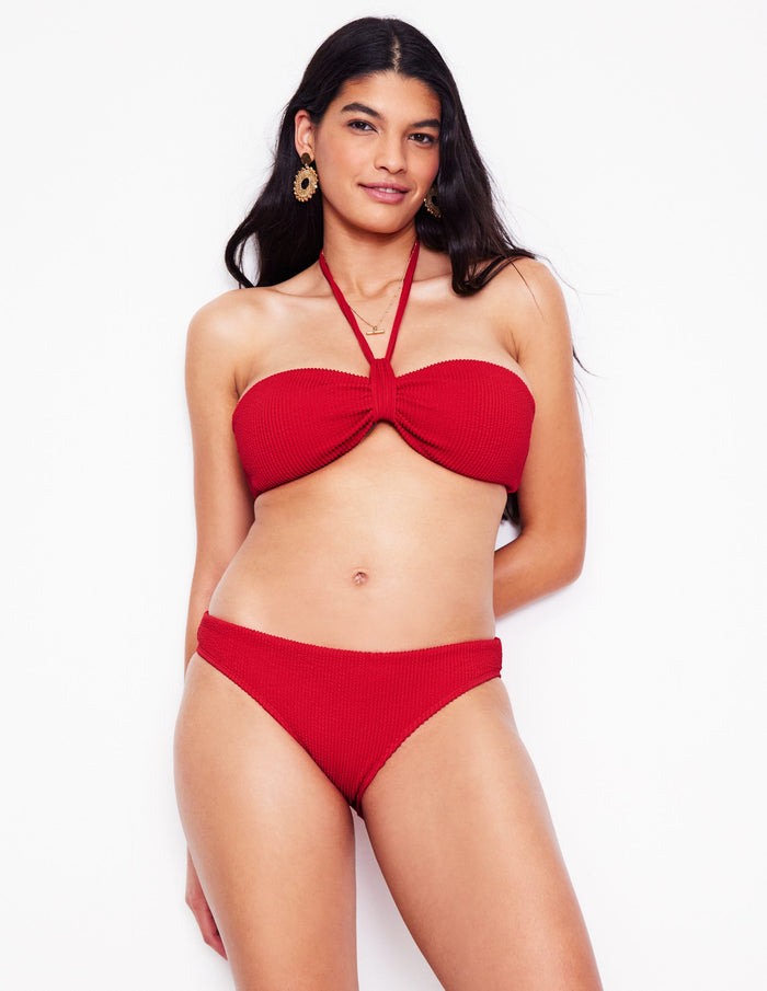 Crinkle Texture Bikini Bottoms Tulip Red