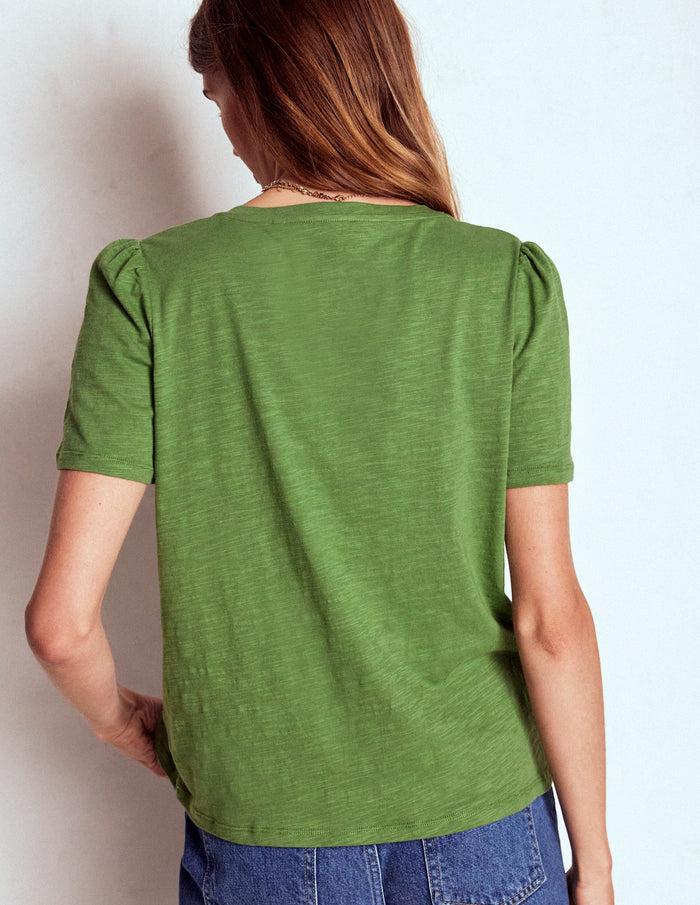 Short Sleeve V Neck T-shirt Safari Green