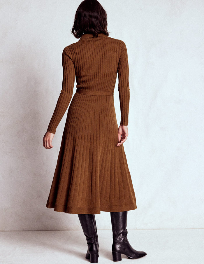 Rachel Knitted Shirt Dress Raw Umber