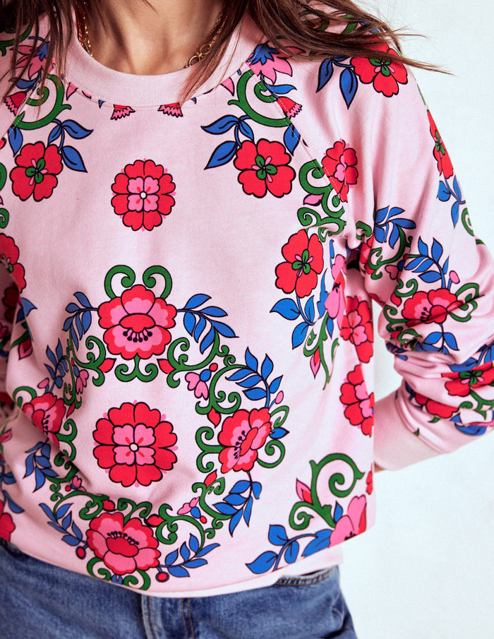 Rosa Printed Sweatshirt Pink, Ornamental Lattice