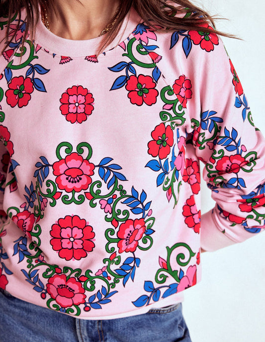 Rosa Printed Sweatshirt Pink, Ornamental Lattice