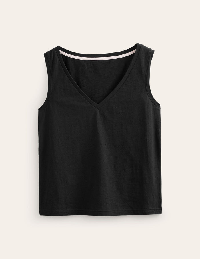 Regular V-neck Slub Vest Black