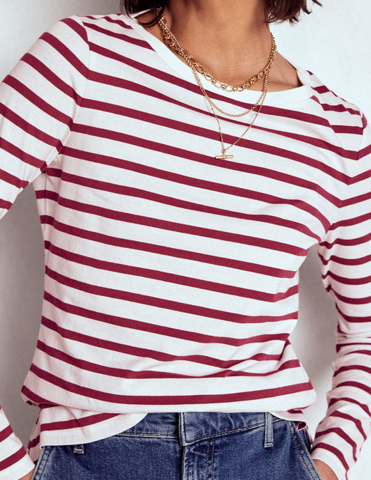 Olivia Long Sleeve Breton Deep Wisteria Stripe