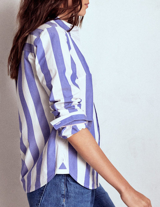 Sienna Cotton Shirt Bright Blue and Ivory Stripe