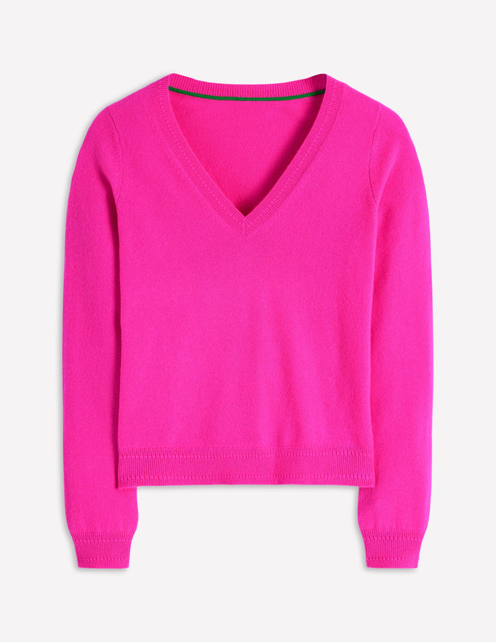 Eva Cashmere V-Neck Sweater Pop Pansy