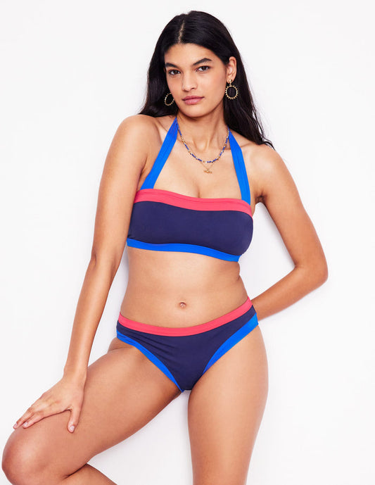 Santorini Bikini Bottoms Navy/ Coral Punch Pink/ Blue
