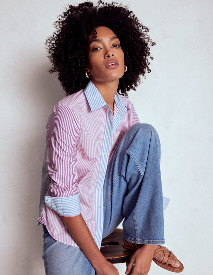 Sienna Cotton Shirt Hotched, Multi Stripe