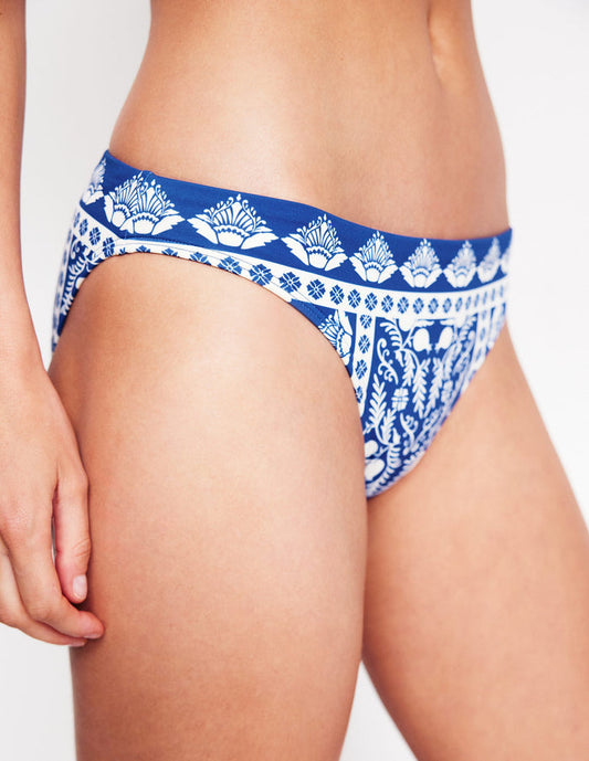 Porto Bikini Bottoms Bright Blue, Ornate Stripe