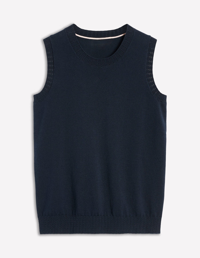 Emilia Cotton Crew Neck Vest Navy