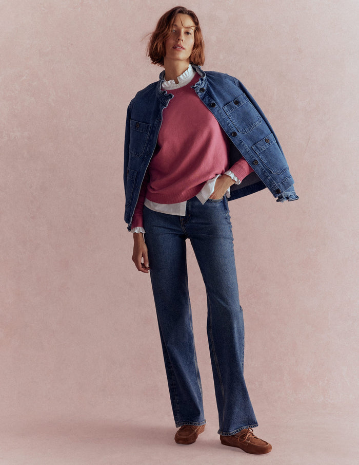 Emilia Cotton Crew Sweater Pink Heather