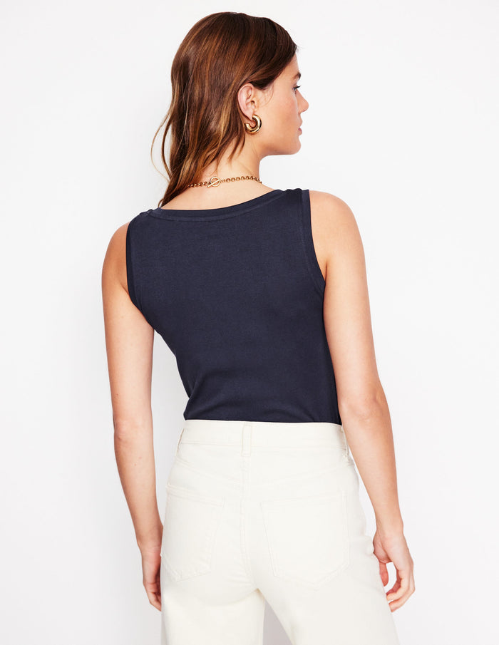 Essential Scoop-Neck Tank Navy