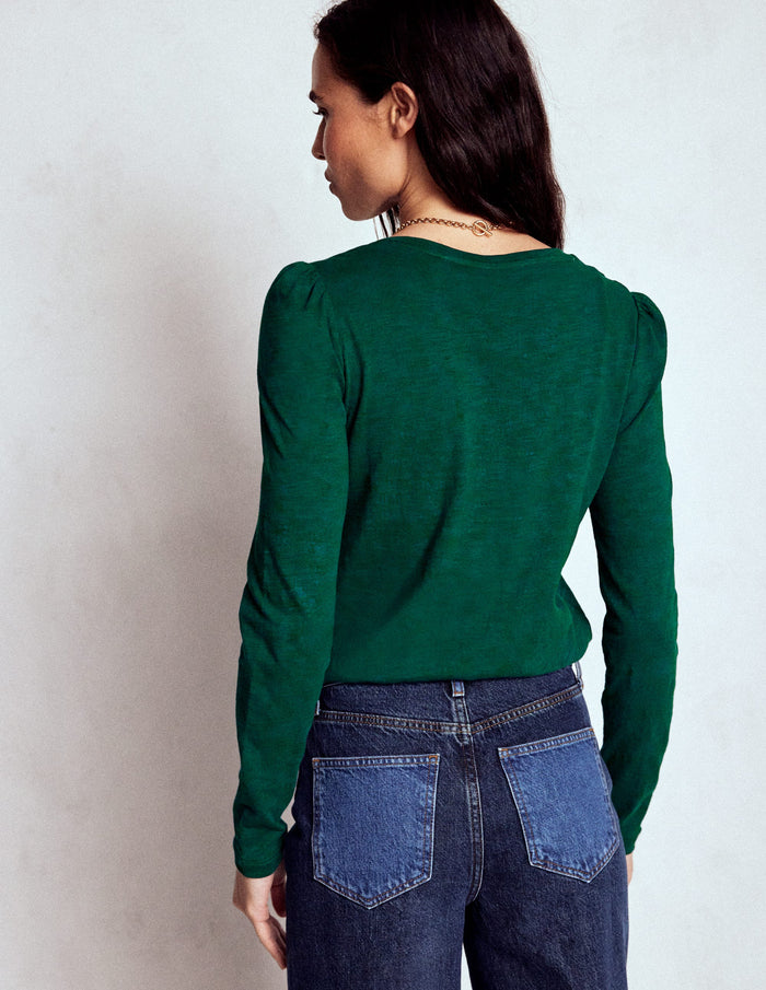 Cotton Crew Long Sleeve Top Drake Green