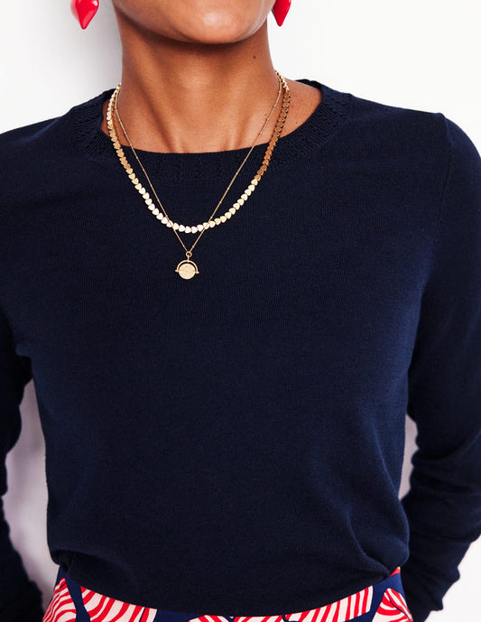 Emilia Cotton Crew Sweater Navy