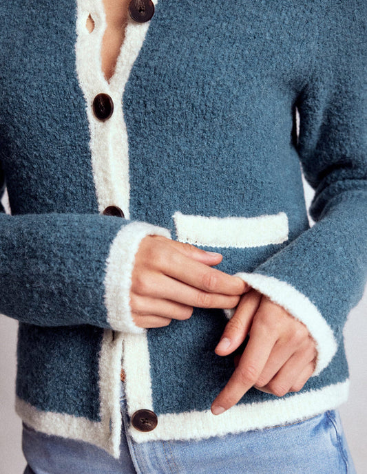 Holly Boucle Knitted Jacket Denim Blue Boucle