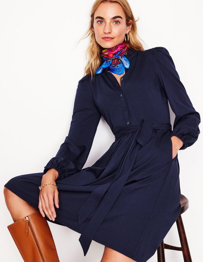 Willow Frill Short Shirt Dress Navy