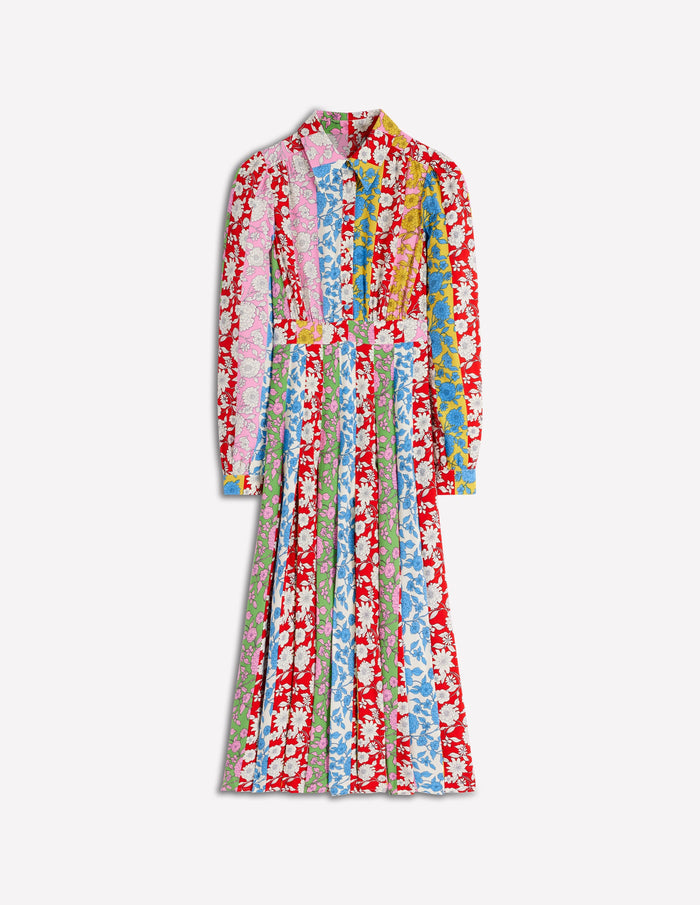 Pleat Skirt Shirt Dress Multi, Dahlia Trail Stripe