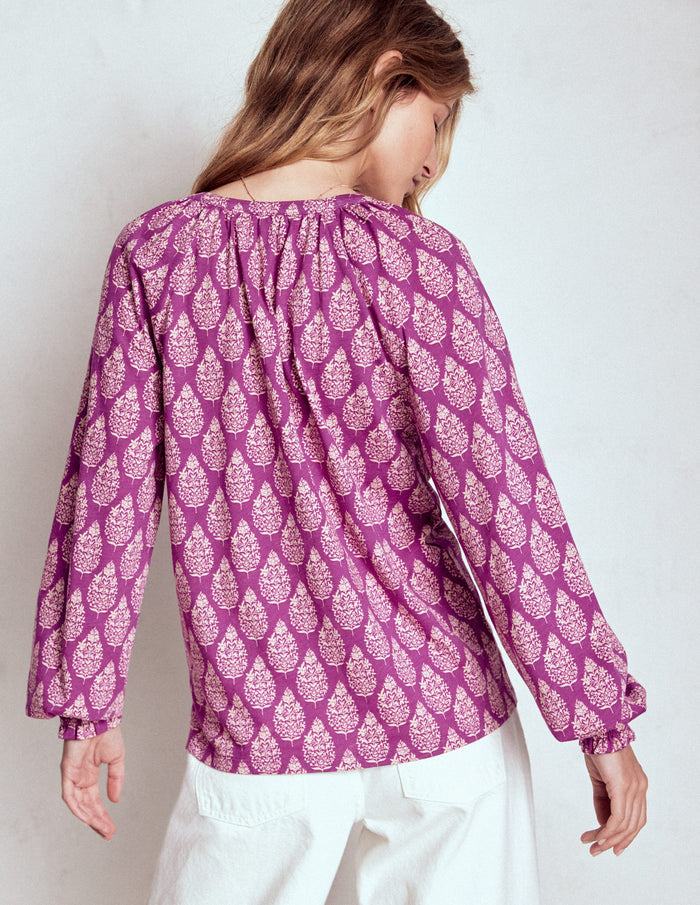 Isla Long Sleeve Jersey Shirt Purple, Wildflower Bouquet