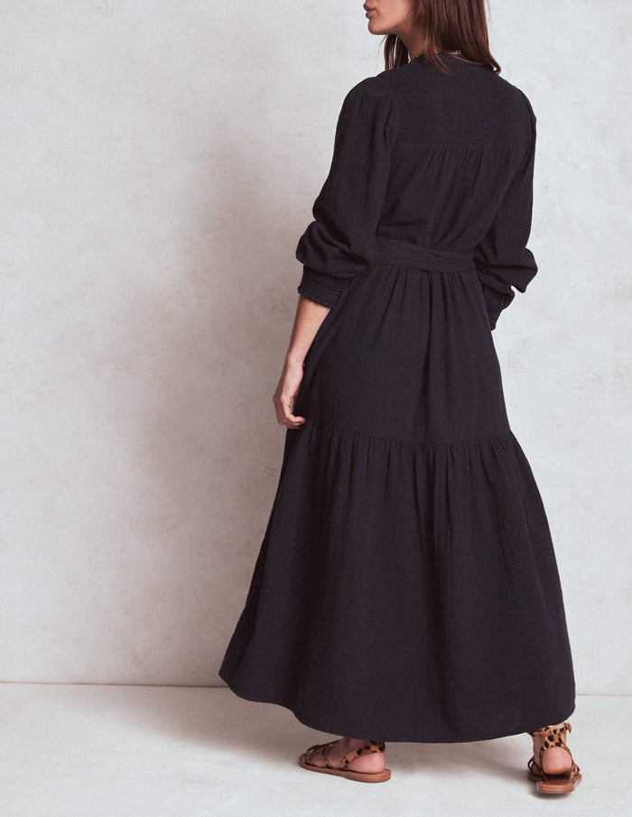 Cecily Double Cloth Midi Dress Midnight Blue