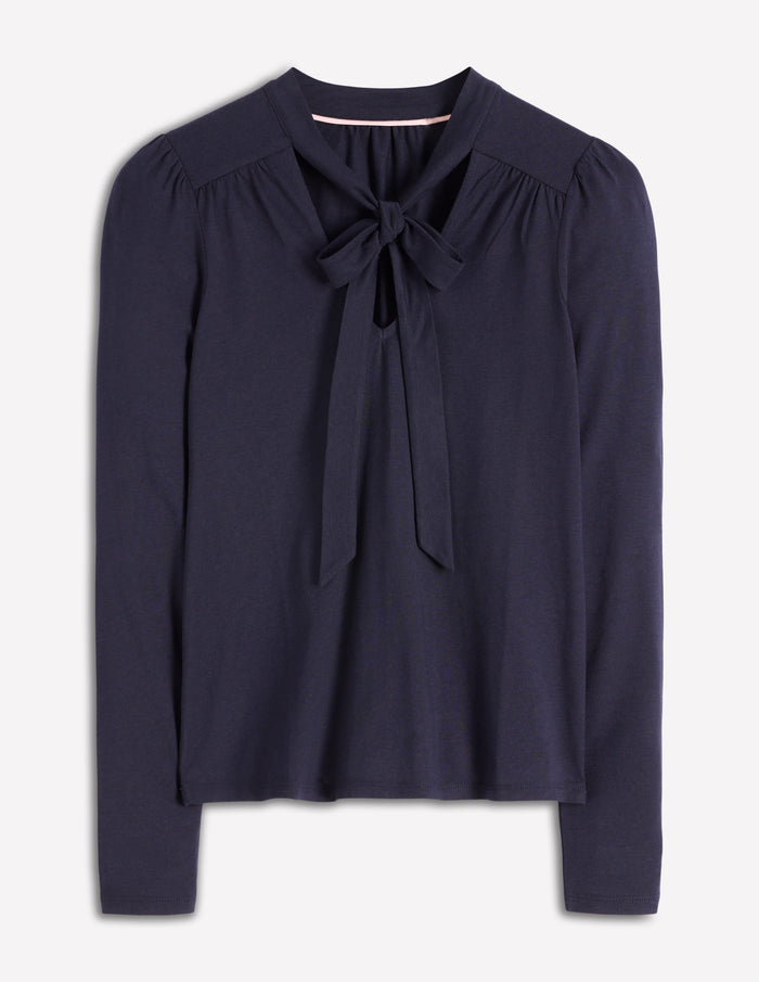 Tie Neck Supersoft Top Navy