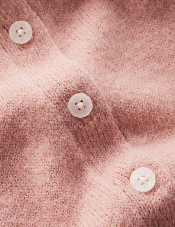 Collared Tie Front Cardigan Misty Rose Pink