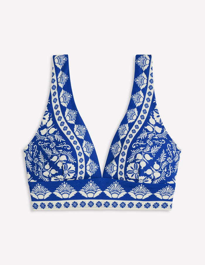 Porto Bikini Top Bright Blue, Ornate Stripe