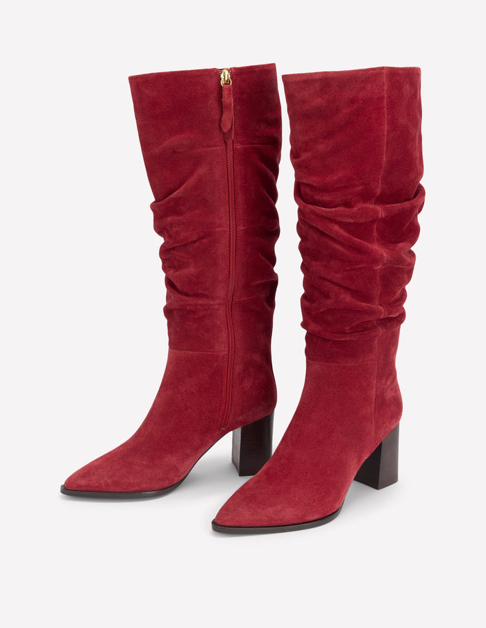 Vera Block Heel Point Boots Red