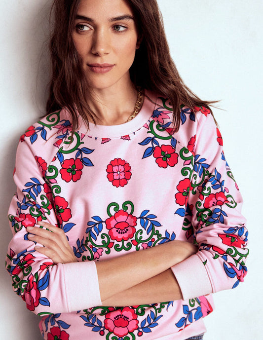 Rosa Printed Sweatshirt Pink, Ornamental Lattice