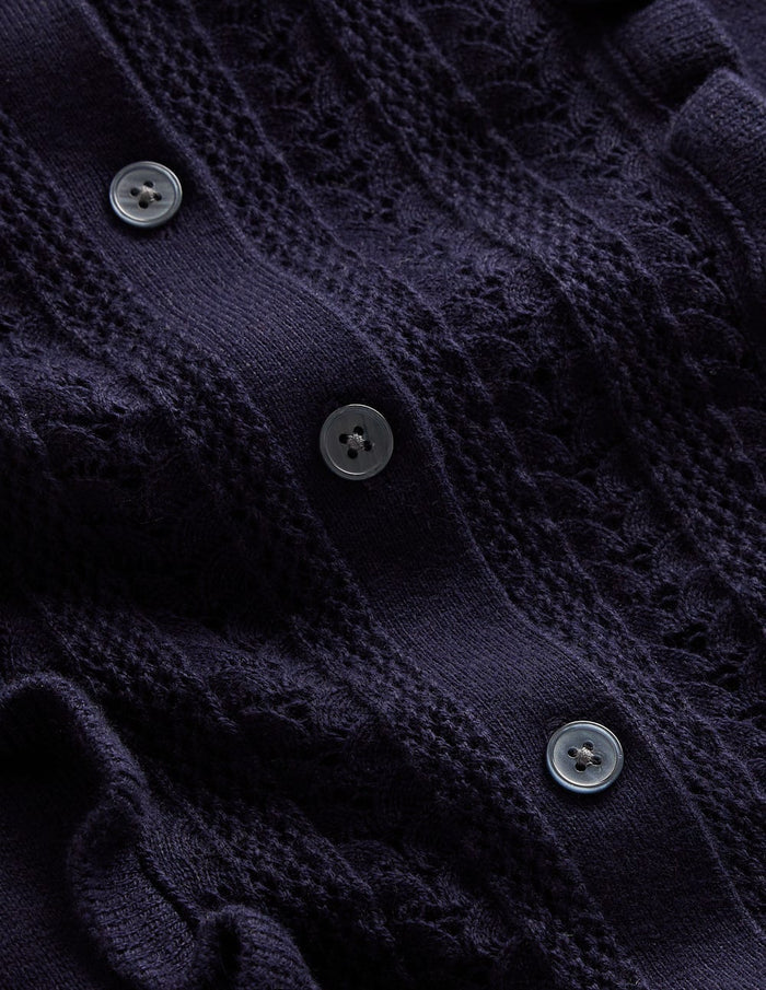Winifred Frilled Knitted Dress Navy