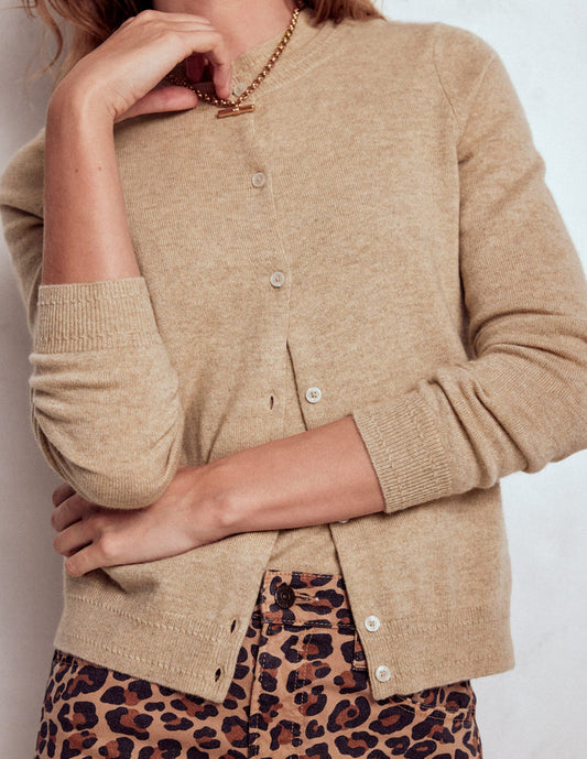 Eva Cashmere Crew Cardigan Chinchilla Melange