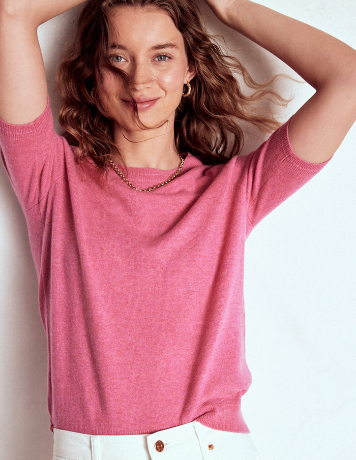 Eva Cashmere T-Shirt Rose Pink Melange